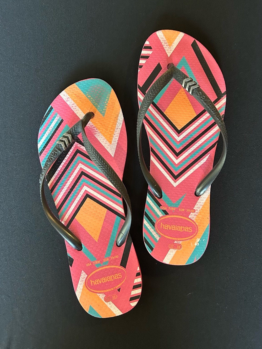 Havaianas Pink Chevron Pattern Flip Flops